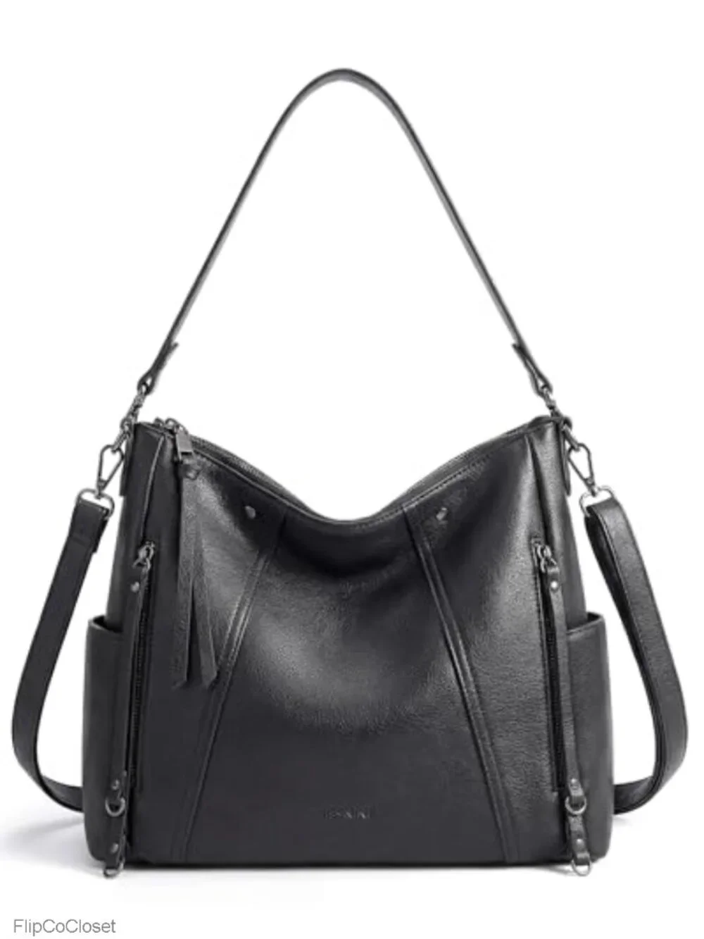 Faux Leather Hobo Bag Crossbody Purse with Multiple Pockets